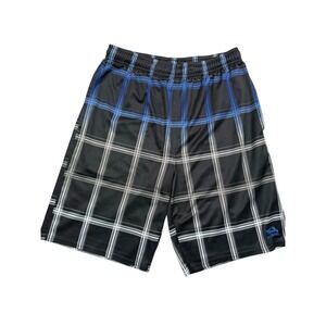Tony Hawk Athletic Shorts Mens Small Black‎ Blue Plaid Mesh Skate Gym 0626-0545